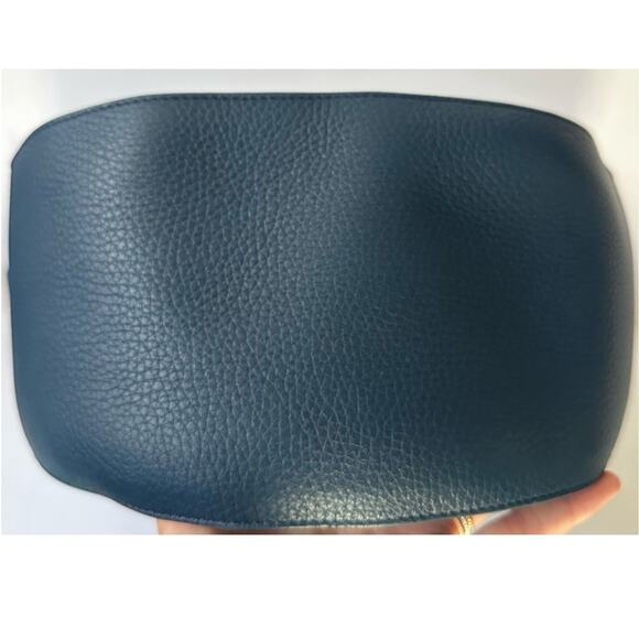 The Row XL Drawstring Bucket Bag in Marine Blue Pebbled Leather - Picture 6 of 15